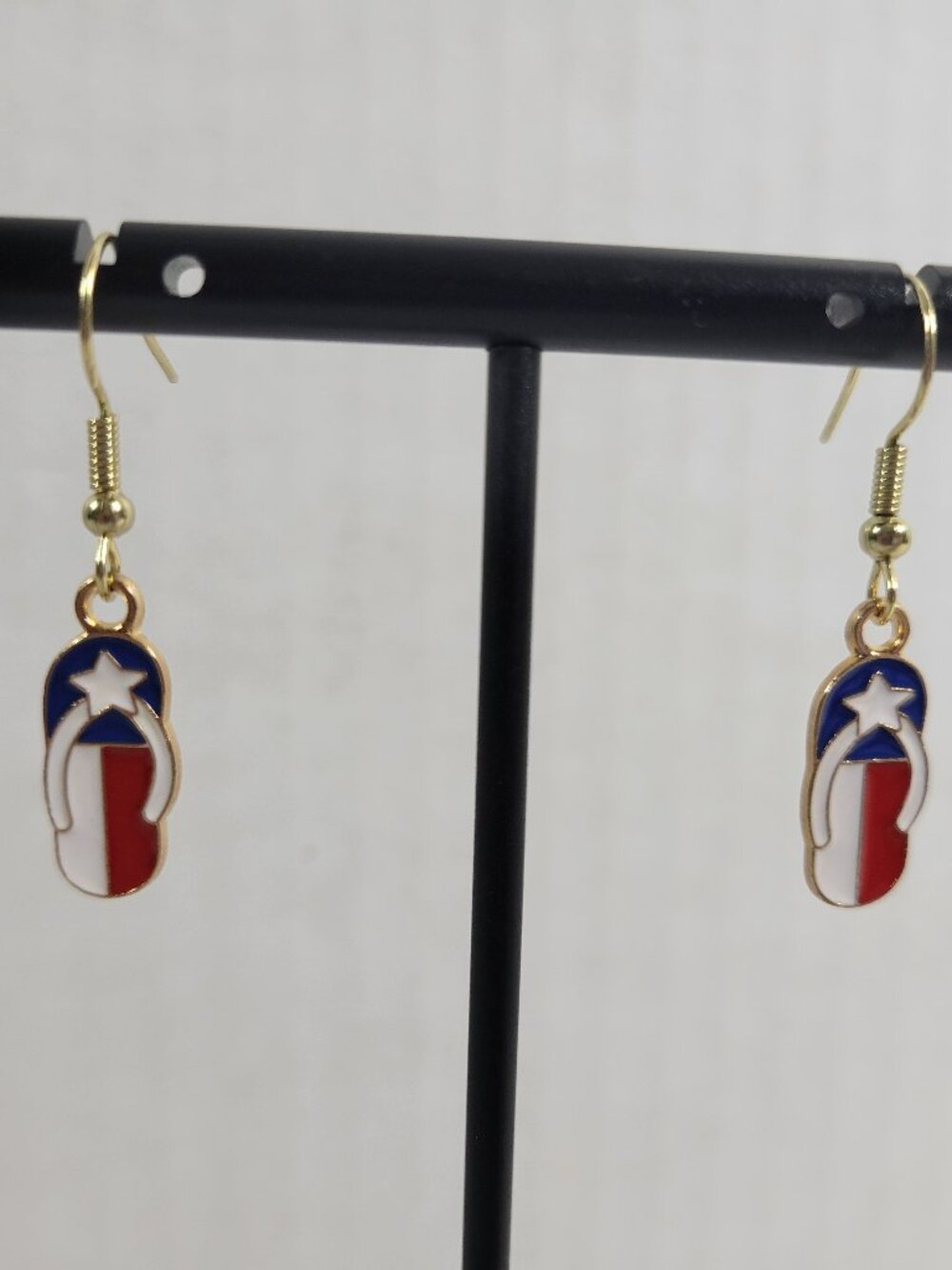 USA Flag Flip Flops Earrings Patriotic July 4th Dangle Drop Summer Women E60E